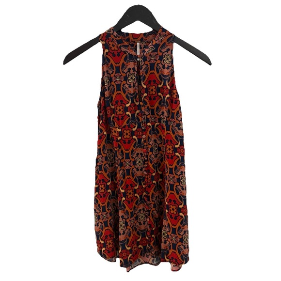 Free People Mini Dress Paisley Retro Print 60s Vibes Size 0 / XS Festival Summer - Picture 2 of 10